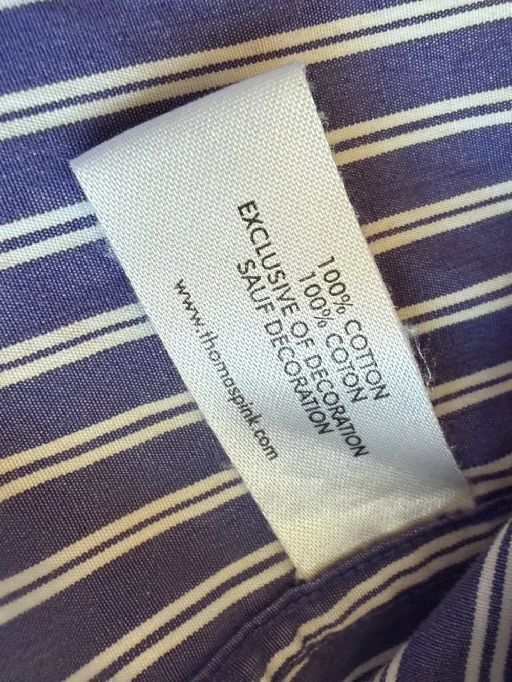 Pink Thomas Pink Purple White Stripe Dress Shirt Long Sleeve Casual Work Large